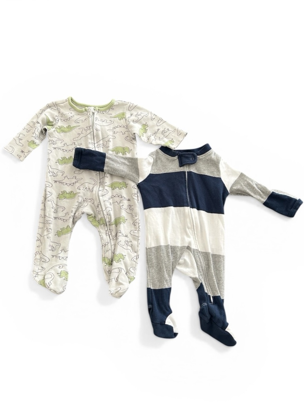 Tahari Baby & Honest Organic Cotton Onzies - Dino Print & Navy Stripe (Set of 2)